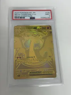 2025 Pokemon PFL EN Mega Hyper Rare #130 Mega Charizard X ex PSA 9 MINT - Image 1
