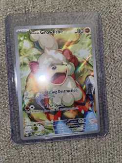 Pokemon TCG Hisuian Growlithe Twilight Masquerade Full Art Holo Card - Image 1