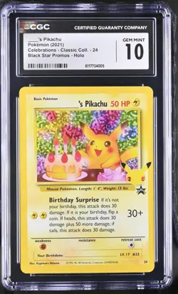 2021 Pokemon ____'s Pikachu Birthday Celebrations Promo 24 CGC GEM MINT 10 - Image 1