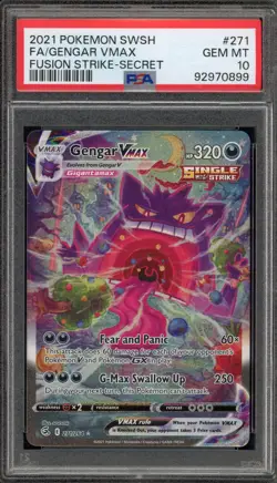 Pokemon Gengar VMAX Fusion Strike Secret Rare Full Alt Art #271 PSA 10 Gem Mint - Image 1