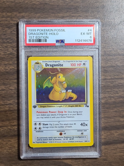 Pokemon Fossil Dragonite 1st Edition Holo Rare #4 Vintage PSA 6 - Image 1