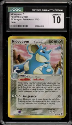 Pokemon Nidoqueen EX Dragon Frontiers Holo Rare #7 CGC 10 Gem Mint - Image 1