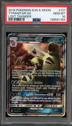 Pokemon Tyranitar GX Lost Thunder Holo Ultra Rare #121 PSA 10 Gem Mint - Image 1