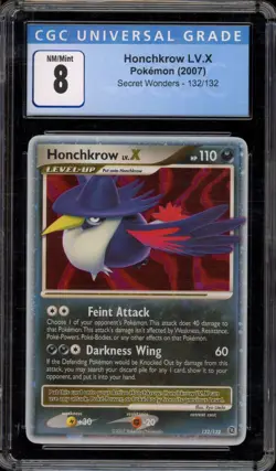 Pokemon Honchkrow Lv.X Secret Wonders Holo Ultra Rare #132 CGC 8 - Image 1