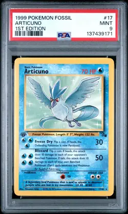1999 POKEMON FOSSIL 1ST ED #17 ARTICUNO PSA 9 - Image 1