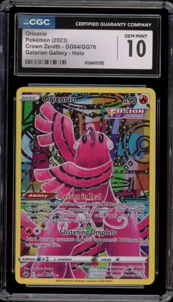 Pokemon Oricorio Crown Zenith Galarian Gallery Full Art #GG04 CGC 10 Gem Mint - Image 1