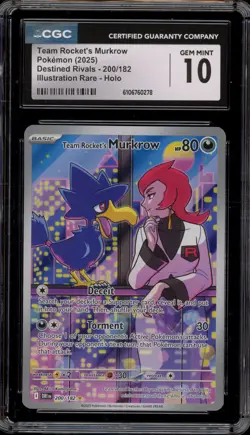 Pokemon Team Rocket's Murkrow Destined Rivals Illustration Rare #200 CGC 10 - Image 1