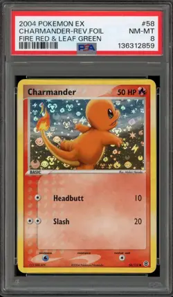Pokemon Charmander EX Fire Red & Leaf Green Reverse Holo #58 PSA 8 - Image 1