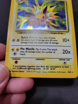 *Damaged* 1999 Pokemon Jolteon 4/64 Jungle Set Holo Unlimited - No Symbol Error - Image 4