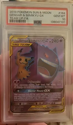 2019 Pokemon Sun and Moon Team Up Gengar/Mimikyu GX PSA 10 - Image 1