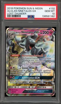 Pokemon Alolan Ninetales GX Lost Thunder Holo Ultra Rare #132 PSA 10 Gem Mint - Image 1