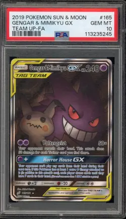 Pokemon Gengar & Mimikyu GX Team Up Full Alt Art #165 PSA 10 Gem Mint - Image 1