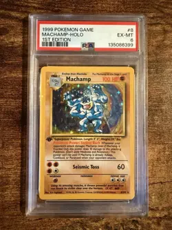 1999 Pokemon Base Set Machamp Holo 1st Edition #8/102 PSA 6 EX-MT WOTC - Image 1