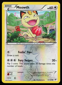 Meowth 67/108 Common Roaring Skies Reverse Holo Pokemon Card - Image 1