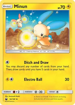 Minun 54/168 Uncommon SM - Celestial Storm Pokemon Card - Image 1
