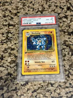 Pokemon Card PSA 8 Machamp Holo 1st Edition Base - Image 1