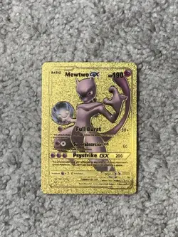 Mewtwo GX HP190 Full Burst Rare Gold Accent Foil Fan Art Cards - Image 1