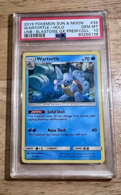 2019 pokemon sun and moon wartortle hologram blastoise gx premcollection psa 10 - Image 1