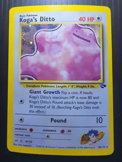 Koga’s Ditto Holo 2000 Gym Challenge Pokemon Card WOTC LP Vintage - Image 1