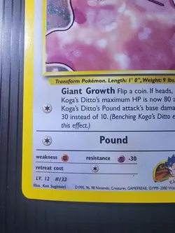Koga’s Ditto Holo 2000 Gym Challenge Pokemon Card WOTC LP Vintage - Image 4