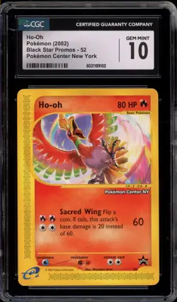 Pokemon Ho-Oh Pokemon Center New York Black Star Promo #52 CGC 10 Gem Mint - Image 1