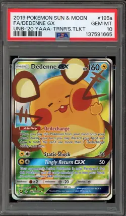 Pokemon Dedenne GX Trainers Toolkit Full Alt Art Promo #195a PSA 10 Gem Mint - Image 1