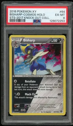 Pokemon TCG Bisharp Cosmos Holo Shiny Rare 64/114 Knockout Collection PSA 6 - Image 1