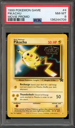 Pokemon Pikachu WB Movie Black Star Promo #4 PSA 8 - Image 1