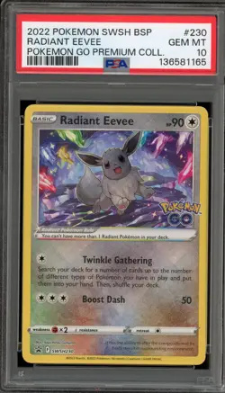 Pokemon Radiant Eevee Pokemon Go Premium Coll. Holo Promo SWSH230 PSA 10 - Image 1