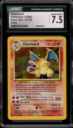 Pokemon Charizard Base Set Unlimited Holo Rare #4 CGC 7.5 - Image 1