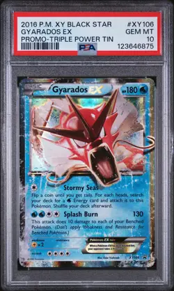 2016 POKEMON XY BLACK STAR PROMO TRIPLE POWER TIN #XY106 GYARADOS EX PSA 10 - Image 1