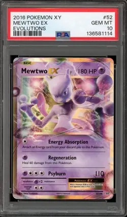 Pokemon Mewtwo EX XY Evolutions Holo Rare #52 PSA 10 Gem Mint - Image 1