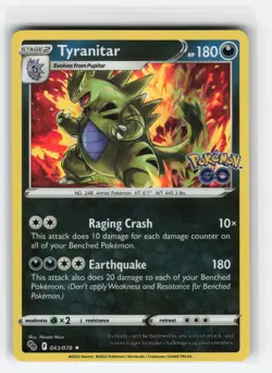 TYRANITAR 043/078 POKEMON GO HOLO RARE POKEMON TCG NM - Image 1