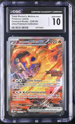 2025 Pokemon Team Rocket's Moltres Stamp Destined Rivals 229/182 CGC GEM MINT 10 - Image 1