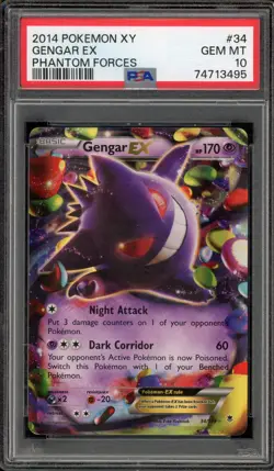 Pokemon Gengar EX XY Phantom Forces Holo Ultra Rare #34 PSA 10 Gem Mint - Image 1