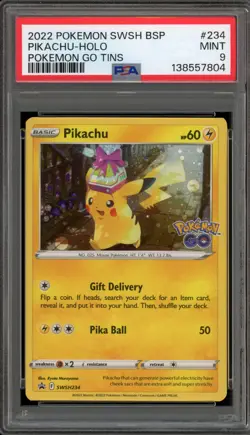 Pokemon Pikachu Pokemon Go Tins Black Star Holo Promo SWSH234 PSA 9 Mint - Image 1