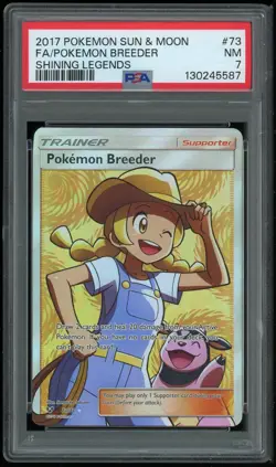 Pokemon TCG Pokemon Breeder Holo Ultra Rare S&M Shining Legends #73 PSA 7 NM - Image 1