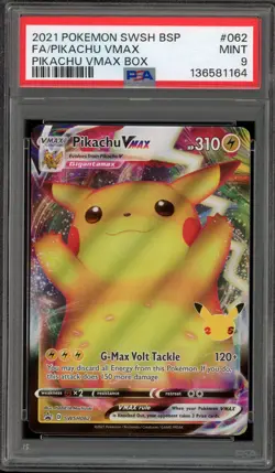 Pokemon Pikachu VMAX Bx. Black Star Full Art Promo SWSH062 PSA 9 Mint - Image 1