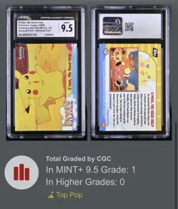 CGC 9.5 Pokemon Topps Pikachu C’mon, We Need Help #53 RAINBOW FOIL - POP 1 - Image 3