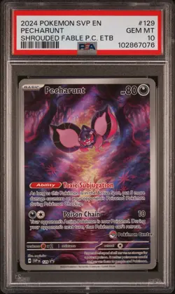 2024 POKEMON SHROUDED FABLE POKEMON CENTER ETB PROMO SVP #129 PECHARUNT PSA 10 - Image 1