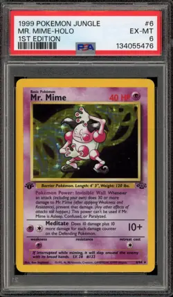 Pokemon Mr. Mime Jungle 1st Edition Holo Rare #6 PSA 6 - Image 1