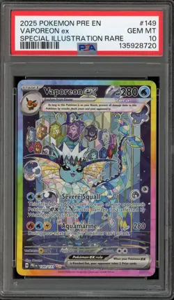 Pokemon Vaporeon ex Prismatic Evolutions Special Illustration Rare #149 PSA 10 - Image 1