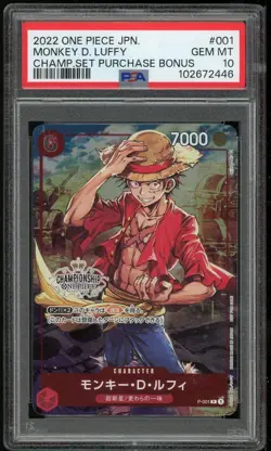 One Piece CCG Monkey D Luffy Championship Purchase Bonus P-001 JP PSA 10 - Image 1