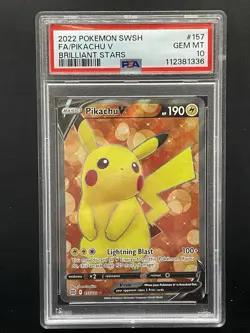 Pokemon Pikachu V 157/172 Full Art 2022 Brilliant Stars PSA 10 Gem Mint Card - Image 1