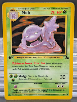 Pokemon 1st Edition Muk 13/62 Fossil TCG Rare Holo Card 1999 - Image 1