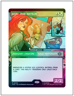 1x Mary Jane Watson 0229, Borderless Art Foil, Spider-Man, Magic, MTG NM - Image 1