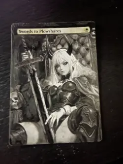 Swords to Plowshares Hand Drawn Altered Art Magic Gathering Demon Knight - Image 1