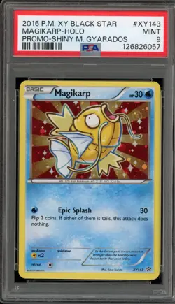 Pokemon Magikarp Shiny M. Gyarados Black Star Holo Promo XY143 PSA 9 Mint - Image 1