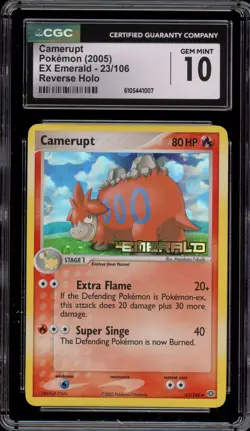 Pokemon Camerupt EX Emerald Reverse Holo #23 CGC 10 Gem Mint - Image 1
