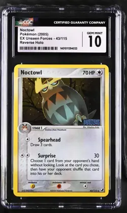 Pokemon Noctowl EX Unseen Forces 43/115 Reverse Holo Uncommon CGC 10 Gem Mint - Image 1